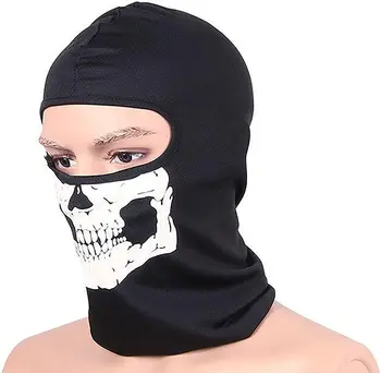 Черна маска с черепа Призрак, ветрозащитная ски маска, мотоциклетът маска, тактическа балаклава с качулка за жени, cosplay на Хелоуин
