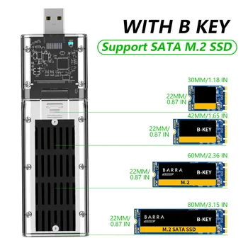 M2 SSD КАЛЪФ SATA Шаси M. 2 към USB 3.0 SSD Адаптер за PCIE NGFF SATA M/B Ключ SSD Диск, Кутия за 2230/2242/2260/2280 мм