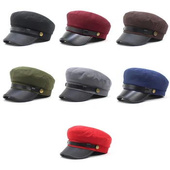 Реколта военни барети За жени, мъжка шапка 2023, Стилно есенно-зимни шапки в британския стил за пътуване на открито с плосък козирка