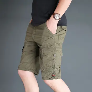 Летни Мъжки обикновена широки военни панталони-карго с множество джобове 2023, Мъжки памучни мъжки Тактически панталони, Къси улични панталони А21