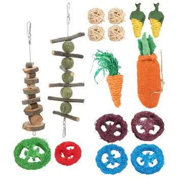 Малки Играчки за домашни животни, ръчно изработени детски играчки за Дъвчене за малки животни, Люфа, моркови за здравето на зъбите