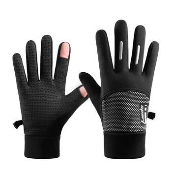 Флисовые топлинни ръкавици, ветроупорен топли ръкавици с пълна с пръст, водоустойчив сензорен екран за каране на ски, колоездене, бягане, упражнения