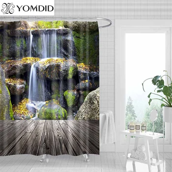 YOMDID Завеса за душ с шарките на Природен Пейзаж, 3D Завеса За Баня, Обзавеждане за Баня С плетене на една Кука, Душ Завеси, Аксесоари за Баня