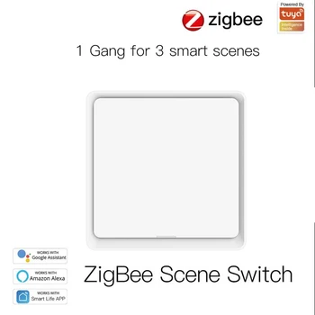 Безжичен ключ сцена Smart Life 3 Gang Преминете на сцената на Zigbee Бутон на Hristo Интелигентни устройства за автоматизация на дома Po Батерия