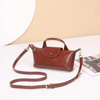 Малка чанта през рамо Royal Багер за жени, модни дамски чанта от естествена телешка кожа, чанта-прашка 6017