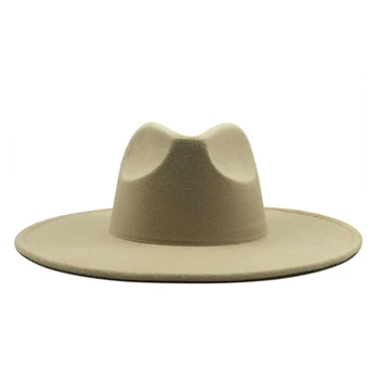 Фетровая шапка с широка периферия 9,5 см, пролетно-зимна вълна фетровая шапка за почивка, Панама, джаз шапка, 18 цвята