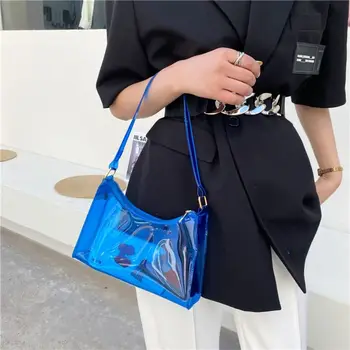 Лятна водоустойчива чанта през рамо, модерен луминесцентна прозрачна желейная чанта-тоут, ярки цветове прозрачна чанта за багаж под мишниците, аксесоари
