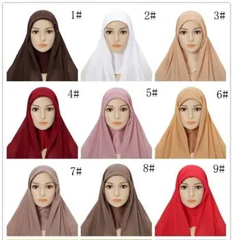 Мюсюлмански жена шифоновый хиджаб с кепкой, качулка, instant шал, ислямски прическа, арабски забрадка, наметало, Аксесоари за момичета