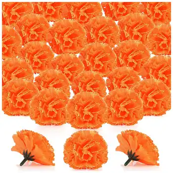 Главата на невен цветя на едро, 100 бр. Глави изкуствени цветя за гирлянди, Копринени, изкуствени цветя, лайка, оранжев
