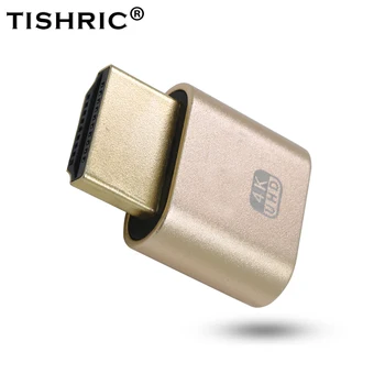 TISHRIC HDMI-съвместим виртуален дисплей 4K-сляпо емулатор адаптер EDID DDC, cheat-виртуален мъжки, фиктивен щекер за майнинга БТК