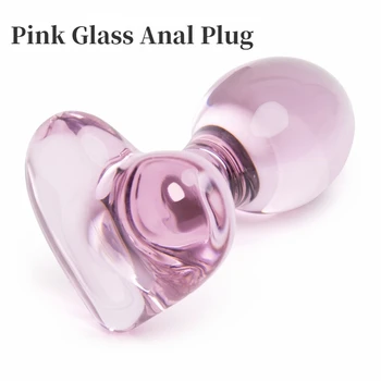 Ръчно розова рамка във формата на сърце с кристали, Ръчна изработка Анален накрайник, Задната част на стимулирането на точката G, Масажор за мастурбация, еротични играчки за възрастни секс за мъже
