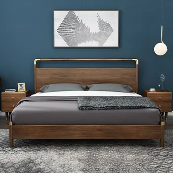 Рамка на легло от масив американския дърво за мебели, спални, модерни лека луксозно легло за главния спални, лесен домакински двойно легло 1,8 м