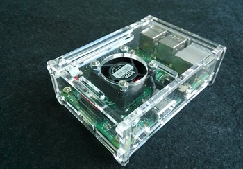 Raspberry Pi 3 модел B акрилни калъф прозрачна обвивка с вентилатор-интеркулер Също така е съвместим с Raspberry pi 2