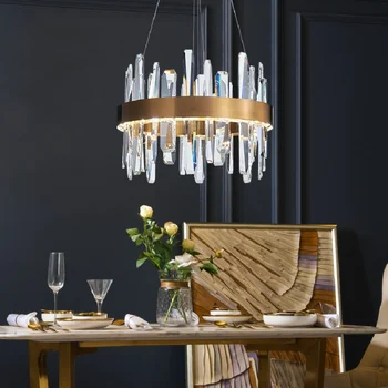 Окачен лампа с led подсветка, луксозен модерен скандинавски лампа за кухня, всекидневна, спални, дизайнерски лампа с кръгла дълга ивица, начало декор, лампи за помещения