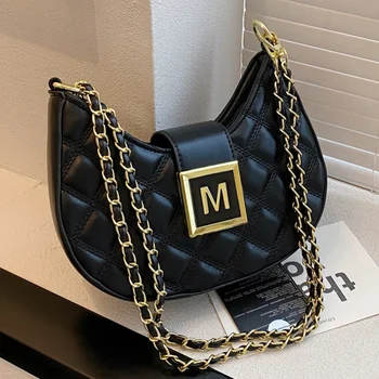 Нова висококачествена чанта във формата на полумесец, лятна дамска модерна чанта във формата на диамант, чанта през рамо, чанта за подмишниците, чанта през рамо за жени, в чантата