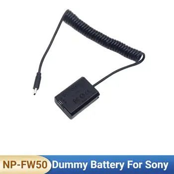 Адаптер USB Type-C към фиктивному батерията NP-FW50 AC-PW20 DC Свързване на Пружинен Кабел за Sony ZV-E10 A7M2 A7II A7S2 A7R A7RII A6000 A6300