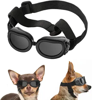 Готини слънчеви очила за малки кучета с защита от uv защитни очила за очите с регулируема каишка, Водоустойчив аксесоари за домашни любимци
