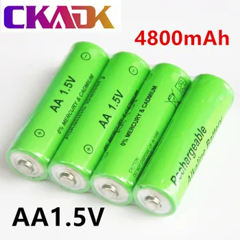 1,5 В Нова акумулаторна батерия тип АА 4800 mah, 1,5 В Нова алкална батерия, led лампа, играчки MP3 + Безплатна доставка