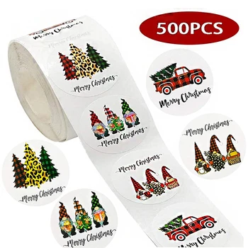 Кръгли Етикети с Коледни печати, етикети за печене на ръчен труд, бизнес-бижута, scrapbooking за опаковане на канцеларски материали, стикери