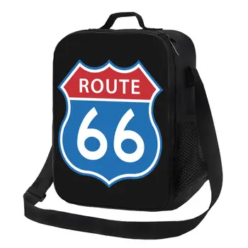 Изолирани пакети за обяд Route 66 за работа, на училище, на магистрала в Северна и Южна Америка, фланец охладител, термобокс за Bento, жени, деца