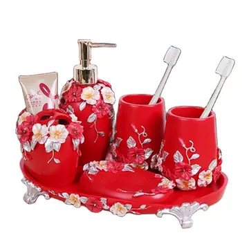 Сватбен подарък, комплект за баня от петте теми, набор от принадлежности за банята е в европейски стил, Чаша за тоалетна, държач за четка за зъби