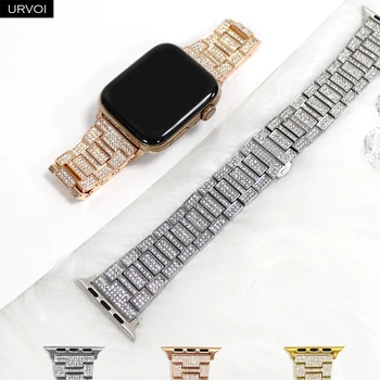 Гривна URVOI Линк за Apple Watch Серия 7 6SE54321 лъскава каишка за iWatch band glory с веригата на китката с цип пеперуда 41 45 мм