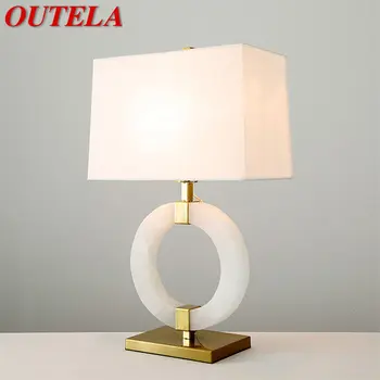 OUTELA Модерна мраморна настолна лампа, led креативна бяла лесна настолна лампа за дома, хол, спалня, кабинет