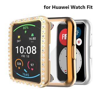 Калъф от TPU за Huawei Watch Fit Smartwatch Bling Woman Man Luxury Frame Protector TIA-B09 Аксесоари от Розово Злато