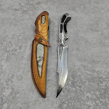 108 слоеве на нож от дамасской стомана, дръжката е от эбенового дърво, нож с фиксирано острие, нож за оцеляване в Нощуване на открито, ловен прав нож