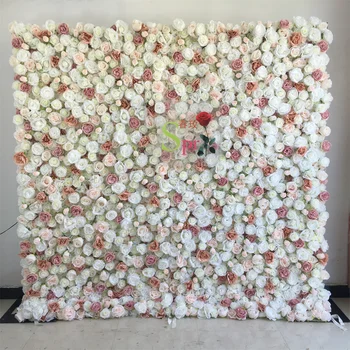SPR доставя Декоративно цвете за украса за дома Букет от рози и божури, Коприна изкуствени цветя, монтиран на стената сватбен фон