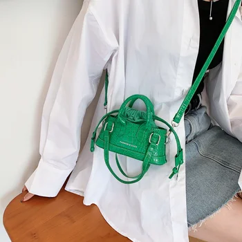 Модерна Дамска чанта с крокодиловым модел от изкуствена кожа в съвсем малък, женствена чанта през рамо, тенденция 2022, дамски зелено-лилава чанта-тоут, Клатч за парти