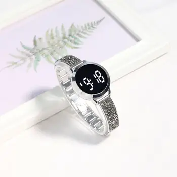 ABS Стилни дамски ежедневни кръгли led цифров часовник с дигитален дисплей, електронни часовници, дишащи за улицата, дамски часовници, ръчни часовници