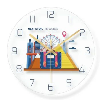 Стенен часовник в Ню Йорк Уникален Творчески Декор за Хола Прости Декоративни Стенни стъклени Часовници