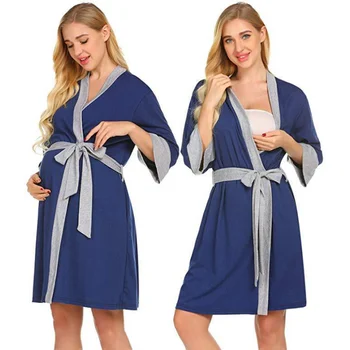Дамски пижами за бременни жени, тънка следродилна домашни дрехи за кърмене, пролетно-есенна топ за хранене