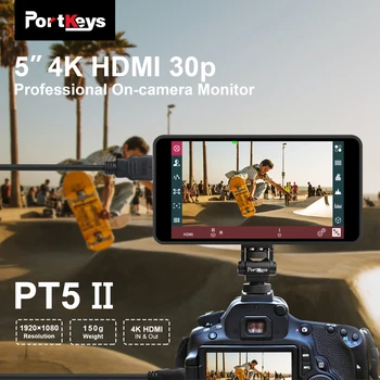 Portkeys PT5 II с 5-инчов 4K монитор със сензорен екран, 3D LUT 500nit, съвместими с HDMI, област монитор