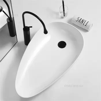Модерни минималистичные мивки за баня, Керамичен плот Творчески мивка Индивидуално изкуство Мивка Домакински Единична мивка