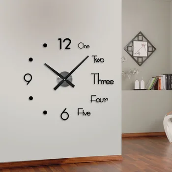 3D Модерен Дизайн, Стенни Часовници, Отразени стикери за стена, кварцови Часовници 