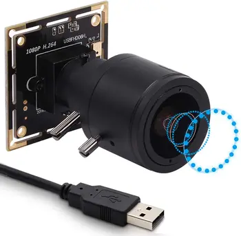 Модул, уеб камера ELP IMX323 FHD 1080P H. 264 с Ръчно Фокусиране с 2.8-12 mm Вариообектив с ниска Осветление, USB Модул Камера с Микрофон