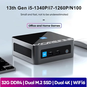 По-точно на 13-то поколение Intel i5 1340P i7 1260P в n100 M8 M9 Ръчен мини-КОМПЮТЪР DDR4 NVME Двойна HDMI2.0 2,5 G LAN Геймерский мини-компютър WiFi6