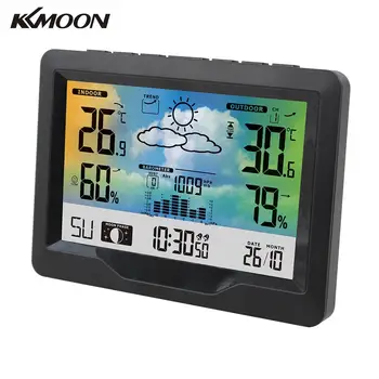 KKMOON Професионална портативна безжична метеорологичната станция за външна употреба, дигитален термометър-влагомер, сензор за температура и влажност на въздуха