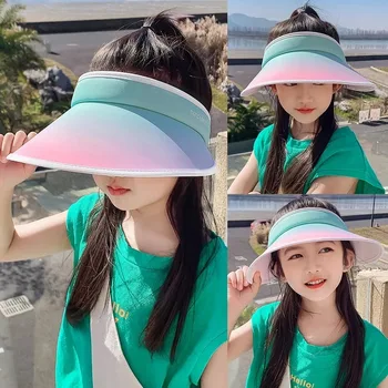 Градинска солнцезащитная плажна шапка, детски солнцезащитная шапка наклон цветове за момичета, детска шапка със защита от ултравиолетови лъчи за момичета, детски шапка-чадър