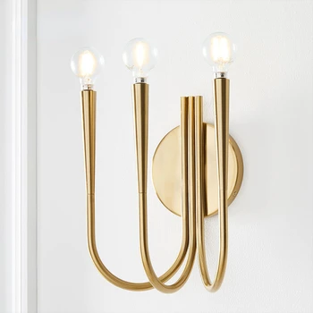 Стенен лампа в скандинавски минималистичном стил, луксозен светлина, златна спалня, нощно шкафче, стълбище в американски стил ретро
