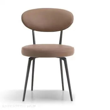 Обичай италиански трапезария стол в минималистичном стил Модерни Просто Преглед на стол Творческа дизайнерско кресло С мека кожена чанта с облегалка на Стол за водене на преговори