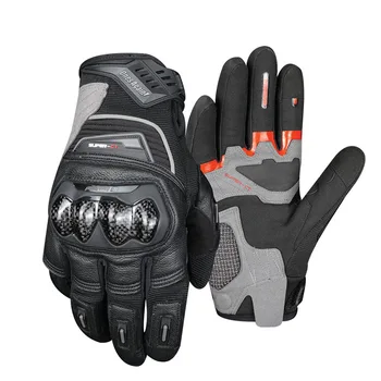 Зимните ветроупорен мотоциклетни ръкавици, изработени от въглеродни влакна, защитни Ръкавици за езда на открито, Ръкавици за мотокрос, квадроцикла, Ръкавици от естествена кожа