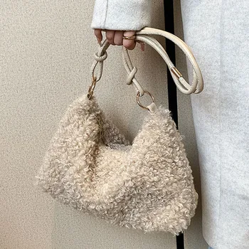 Модерни дизайнерски чанти-тоут с горната дръжка 2023, зимни тенденция чанти-тоут за жени, модни малки чанти и портмонета в стил Kawai от мека изкуствена кожа