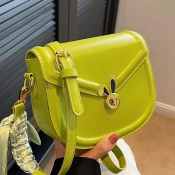 Зелена чанта-месинджър с брава и ключалка, шалове, чанти през рамо за жени, однотонная луксозна дизайнерска чанта от изкуствена кожа, клатч, чантата bolsas
