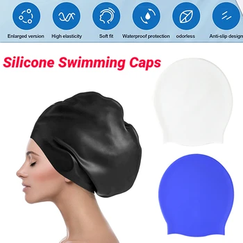 Силиконова шапка за басейна Разтеглив, шапки за къпане Защита на ушите от разкъсвания Водоустойчив обикновена аксесоари за плуване