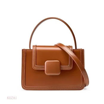 Луксозни дизайнерски чанти от естествена кожа в ретро стил с едно рамо, модерен студентски женствена чанта