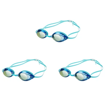 3X професионални очила за плуване за деца, възрастни, състезателна игра, очила за плуване, фарове за очила, очила за плуване Lake Blue