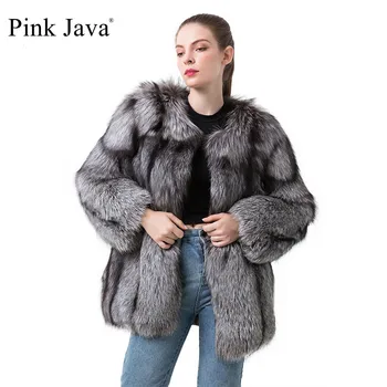 розова Java QC20087, ново записване, палто от естествена лисьего кожа, яке от естествена кожа чернобурки, дамски палта, зимни топли дрехи от естествена кожа